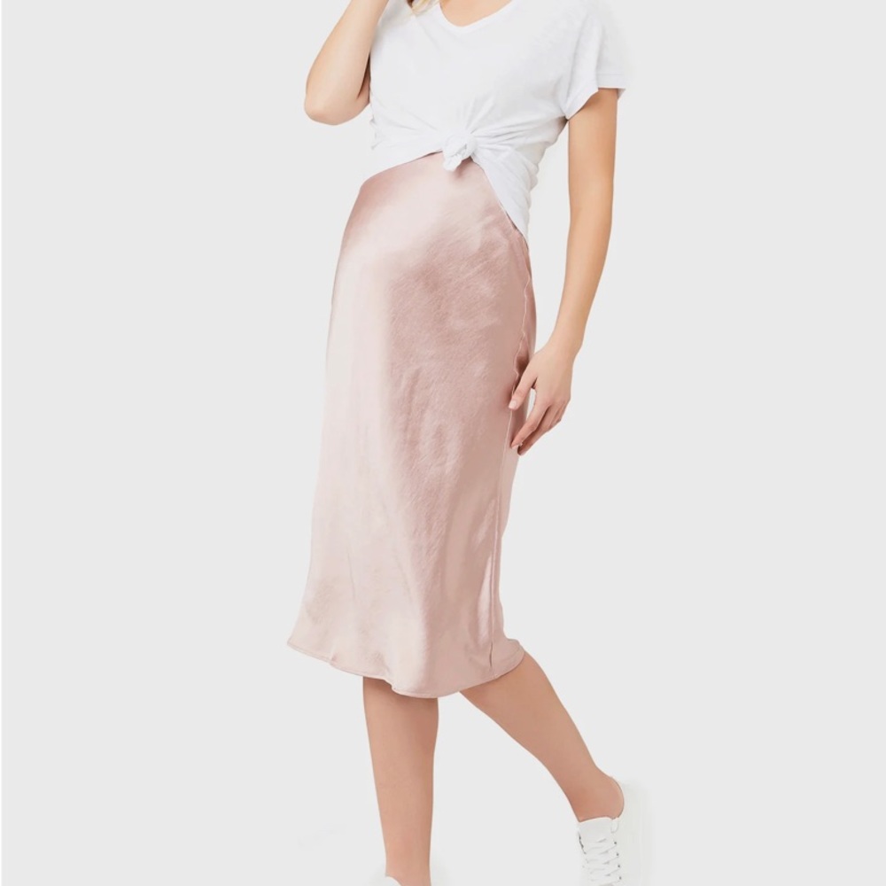 Pink Maternity Satin Skirt